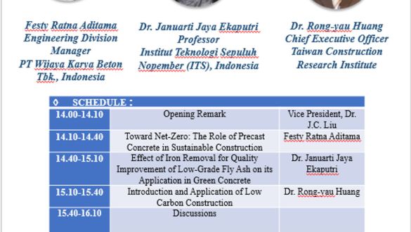 TI-STIC held Webinar “Application of Low Carbon Construction Innovation & Research” in collaboration with Sepuluh Nopember Institute of Technology (ITS)圖