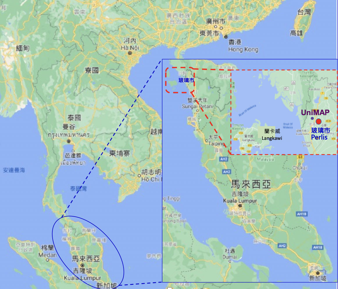 圖1：馬來西亞與玻璃市州的地理位置圖