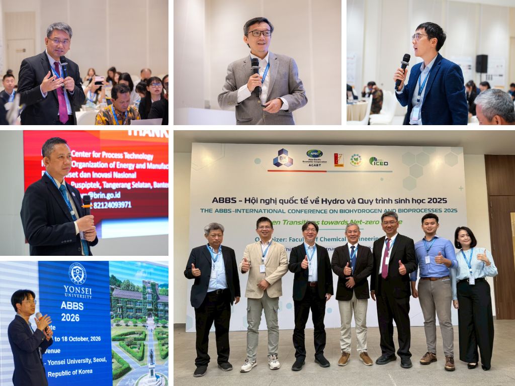 圖 4：APEC-ACABT 各方代表出席 ABBS國際研討會情形。我國總會代表—吳石乙執行長、朱正永執行秘書、賴奇厚研究員、呂晃志研究員、越南胡志明分會代表—阮紅軍副主席（上排中）、中國大陸重慶支會代表—夏奡副主席（上排右）、印尼分會代表—Hens Saputra副主席（中排左）以及韓國首爾分會代表—金尚賢副主席（下排右）皆出席並於會中進行專題演講、研究發表及主持議程。