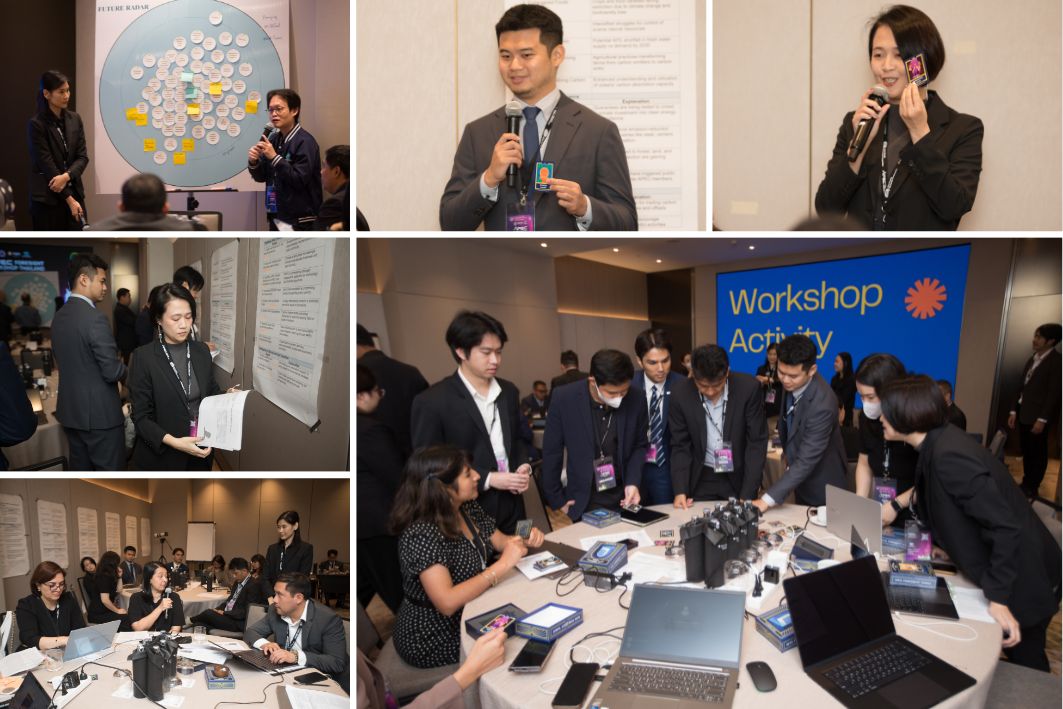 圖 2：APEC-ACABT 代表—劉承翰專案經理（上排中）與邱惠臣專案秘書（上排右）受邀出席，並於 APEC 前瞻工作坊與各國代表進行交流分享