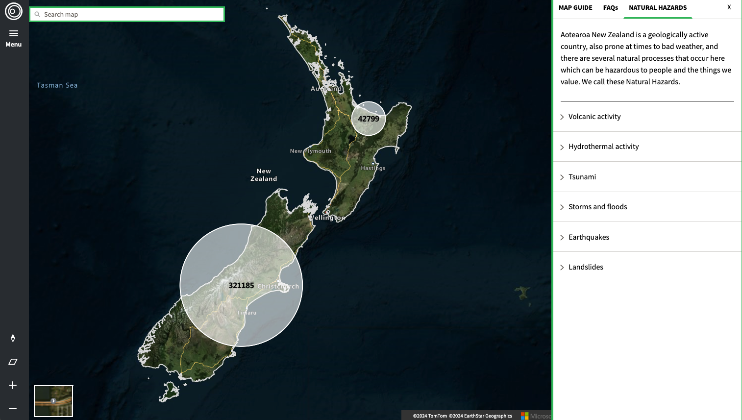 圖：紐西蘭自然災害入口網－畫面截圖 © Natural Hazards Portal: Claims Map